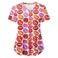 thumbnail image 1 of Innerwin T-Shirt à Manches Courtes pour Femmes, Imprimé Cœur de Festival, Décontracté, Style-H L, 1 of 3