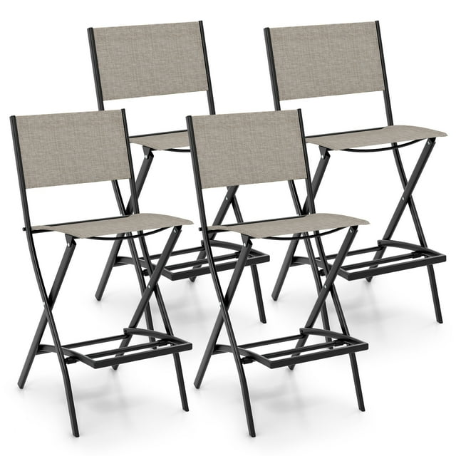 Gymax Folding Bar Stools Set of 4, Coffee