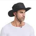 thumbnail image 2 of SkyAuks Sun Hats for Men with Hat Clip, Quick-Drying Wide Brim Caps with Drawstring, Black, 2 of 9