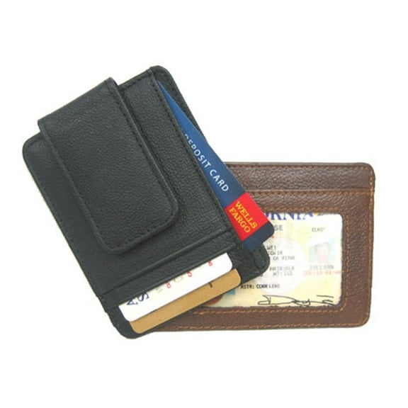 Improving Lifestyles Leather Money Clip with Magnet Black RLIL910EBK