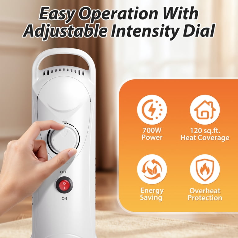 PRO CHOICE Oil Filled Radiator Heater, 700W Electric Portable