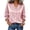 Pink, variant on Asgosdo Women Solid Satin V Neck Blouse 3/4 Smocked Ruffle Cuff Sleeve Full Button Front 35 Cotton 65 Polyester Loose Casual Office Shirts Spring Summer Womens Daily Tops S-XXXL