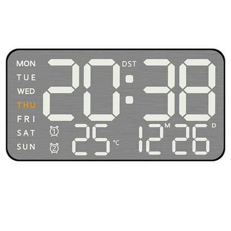 Sleek Metal Brushed Touch LED Clock Full Display with Adjustable Brightness