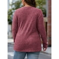 thumbnail image 5 of FlorCurve Plus Size Sweater for Women Long Sleeve Crew Neck Pullover Sweaters Casual Tunic Tops, Burgundy 2XL, 5 of 7