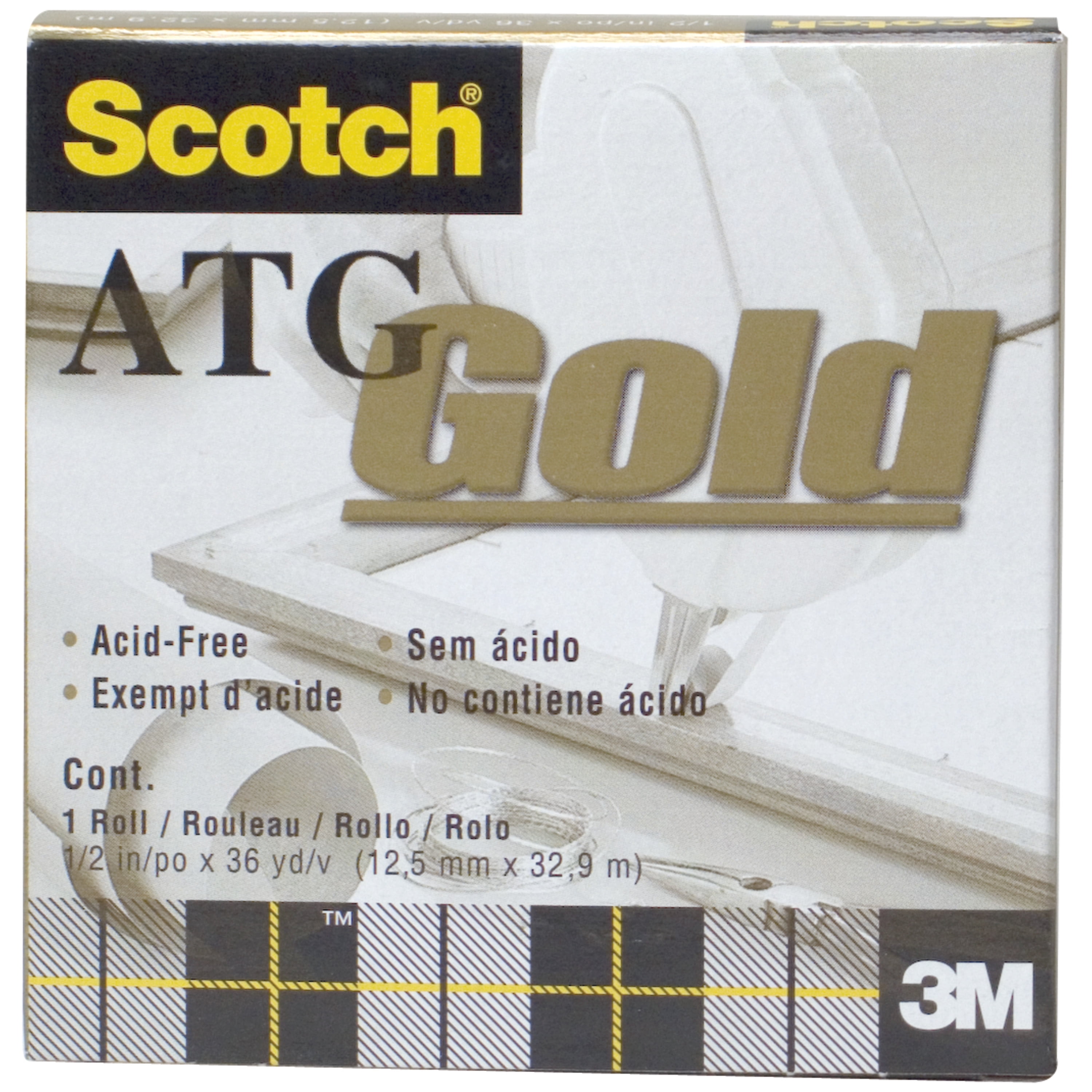 3M #908 Acid-Free Adhesive Transfer Tape, 1/2' x 36'