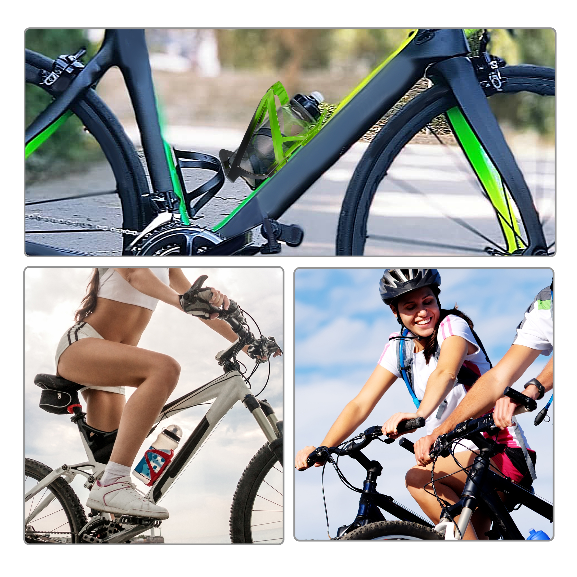 Unique Bargains Durable Bike Water Bottle Cage Holder with Screws and Wrench Green