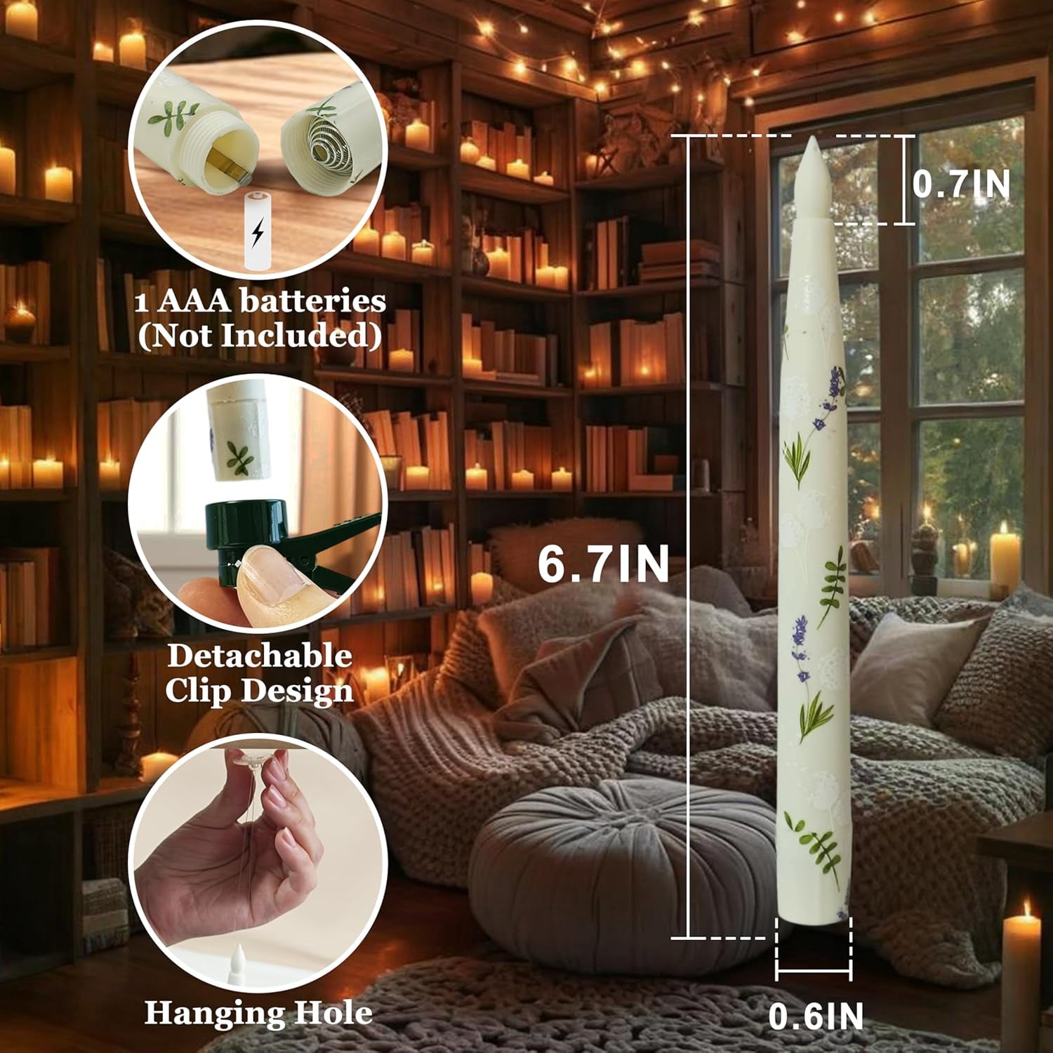XINAOBAOLUO Floating Candles with Wand Remote Timer 12PCS Floral Flameless Taper Candle LED Magic Hanging Candlestick Battery Operated Floating Candles for Dinner Home Wedding Garden Party Decor