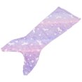 thumbnail image 4 of Manta de cola de sirena: Manta de cola de sirena con estampado de unicornio que brilla en la oscuridad para niños. Saco de dormir de felpa suave y portátil para niñas que viajan y duermen., 4 of 7