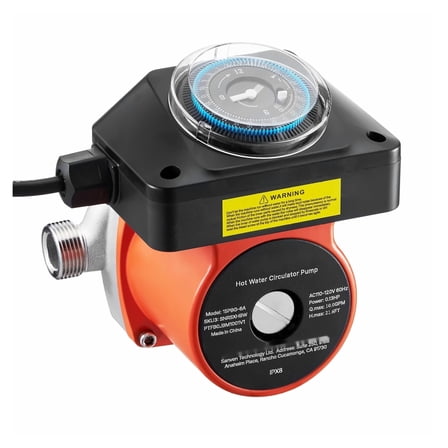 Water Recirculating Pumpwith Timer & Bypass - Stainless Steel Circulation Pump for Water Heaters - 110-120V, 10 GPM, Whole House System