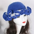 thumbnail image 3 of Dsseng Sweet Girls Crochet Ruffled Brim Bucket Hat Cute Ladies Fisherman Hat Exaggerated Style Teens Winter Windproof Hat, 3 of 21