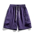 thumbnail image 4 of EOYWHK Mens Work Shorts Casual Quick Dry Elastic Waist Drawstring Athletic Shorts Soft Lightweight Breathable Activewear for Men Purple, Size M, 4 of 9