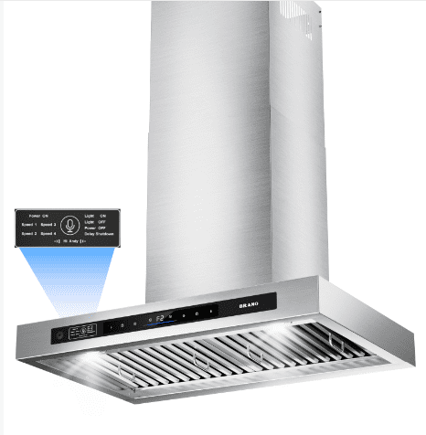 BRANO  36"  Wall Mount Range Hood, 1000 CFM DC Motor Stainless Steel Kitchen Vent Hood with Touch, Gesture & Voice Control, LED Lighting, Dishwasher-Safe Baffle Filters