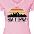 thumbnail image 4 of Inktastic Seattle Washington Skyline Sunset Women's V-Neck T-Shirt, 4 of 5