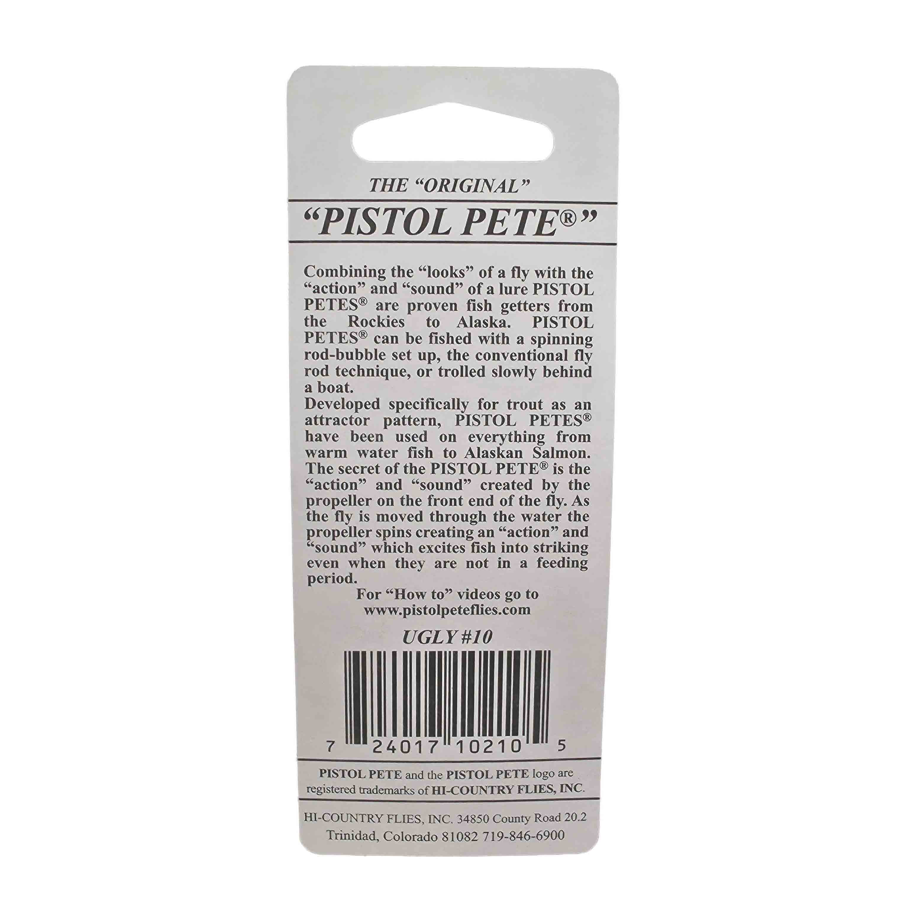 Pistol Pete's Hi-Country Spinner Flies Universal Fishing Lure, Renegade, Size 10 , 2-pack, Flies