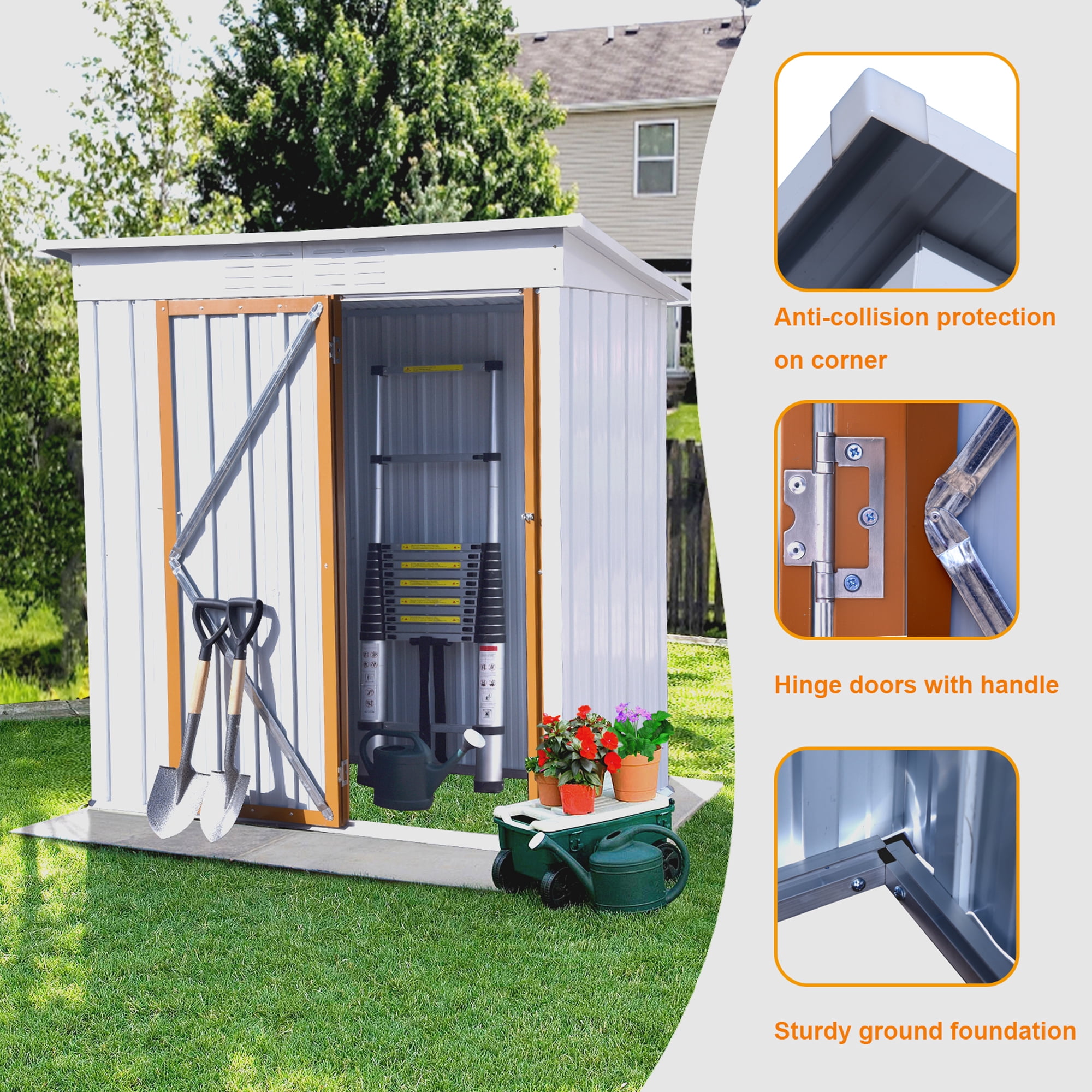 Outdoor Metal Shed, 5' x 3' Garden Shed for Tools, Patio Storage Shed with Lockable Door, Tool Storage Shed for Lawn, Patio, Backyard, L0023