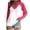 Hot Pink 1, variant on Women's Raglan Long Sleeve Tops T-Shirt Loose Blouse Patchwork Henley V Neck Baseball Tee Shirt Top Plus Size Fall Clothes
