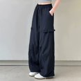 thumbnail image 4 of TIREOW Girls Wide Leg Pants Solid Color Elastic High Waist Drawstring Baggy Casual Pants Stylish Streetwear Lightweight Track Pants Joggers, 4 of 6