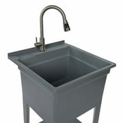 UTILITYSINKS Plastic Utility Sink Freestanding - Single Basin - 24 x 24, Gray