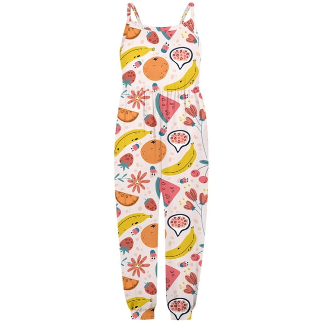 Rovga 4-5 Years Rompers For Girls Sleeveless Suspenders Floral Prints Romper Jumpsuit Cute Daily Wear Rompers For Girls Yellow