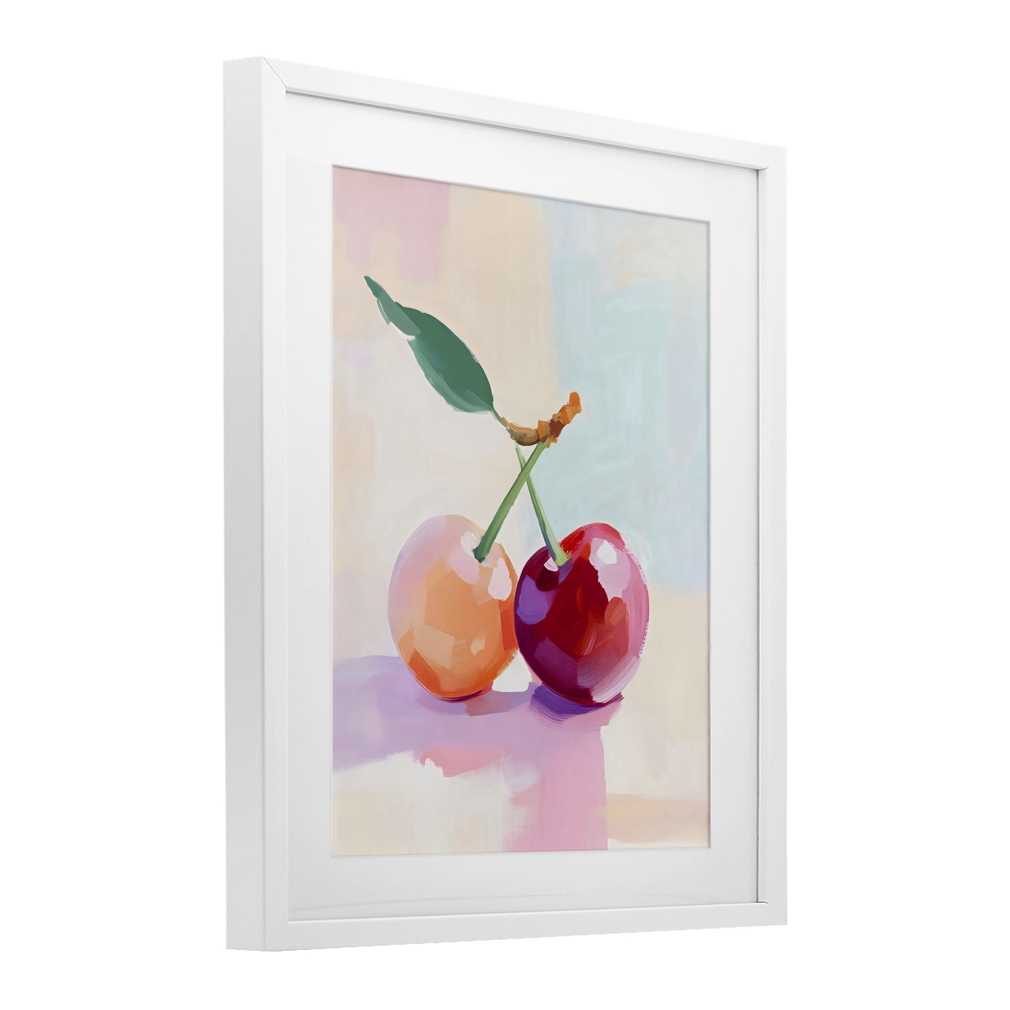 Stupell Industries Pastel Cherries Pair White Framed Print Under Glass, design by The Prints Vibe