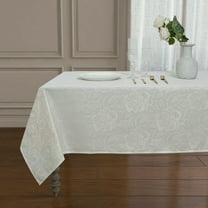 Kate Aurora Shabby Chic Floral Fabric Tablecloth - Ivory, 104 in. Long (8-10 Chairs)