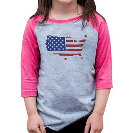 

7 ate 9 Apparel Girls Patriotic 4th of July Shirt - USA Flag Map Pink Shirt 6 Months