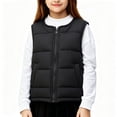 thumbnail image 2 of Girls Quilted Vest, Zip Up Round Neck Sleeveless Cotton Jacket, Light Warm Outerwear For Kids Black 3-4Years, 2 of 7