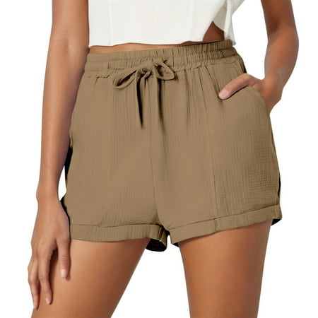 Women s Solid Color Casual Women Boy Shorts Underwear Drawstring Pocket Shorts Stylish Yoga Shorts for Women Plain Weave Beach Shorts Sleepwear for Women Shorts Set Sexy Womens Shorts Short