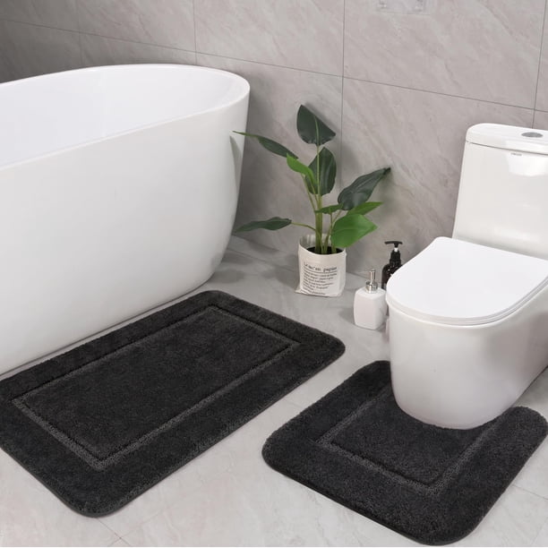 Juego de alfombras de baño LOCHAS gris oscuro de 2 piezas