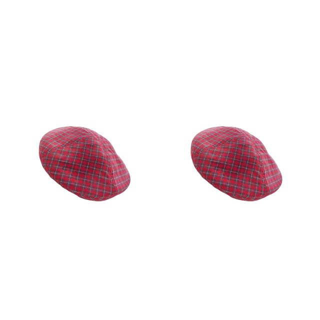 Qarigey Gorro de boina de primavera para mujer, gorro de algodón Vintage portátil, tocado con patrón a cuadros, accesorio de regalo para Rojo 2Conjunto
