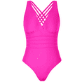thumbnail image 4 of Hilor Women's One Piece Swimsuits V Neck Tummy Control Swimwear Multi Strap Cross Back Bathing Suits Monokini, 4 of 7