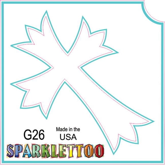 Ruby Red Paint G26-2 2 x 2 in. 2 Ply Surfer Cross Design Glitter Tattoo, Pack of 100