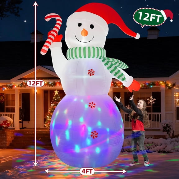 12FT Giant Christmas Inflatables Snowman Outdoor Decorations
