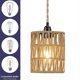 thumbnail image 3 of Bohemian style plug-in chandelier, pendant lamp with plug cord, ceiling light rattan cylinder lampshade, 3 of 5