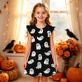 thumbnail image 2 of XEGLSBU Girls Dresses Halloween Flutter Sleeve Nightgown Summer Casual Cartoon Digital Print Dress Black Size 4-5 Years, 2 of 5