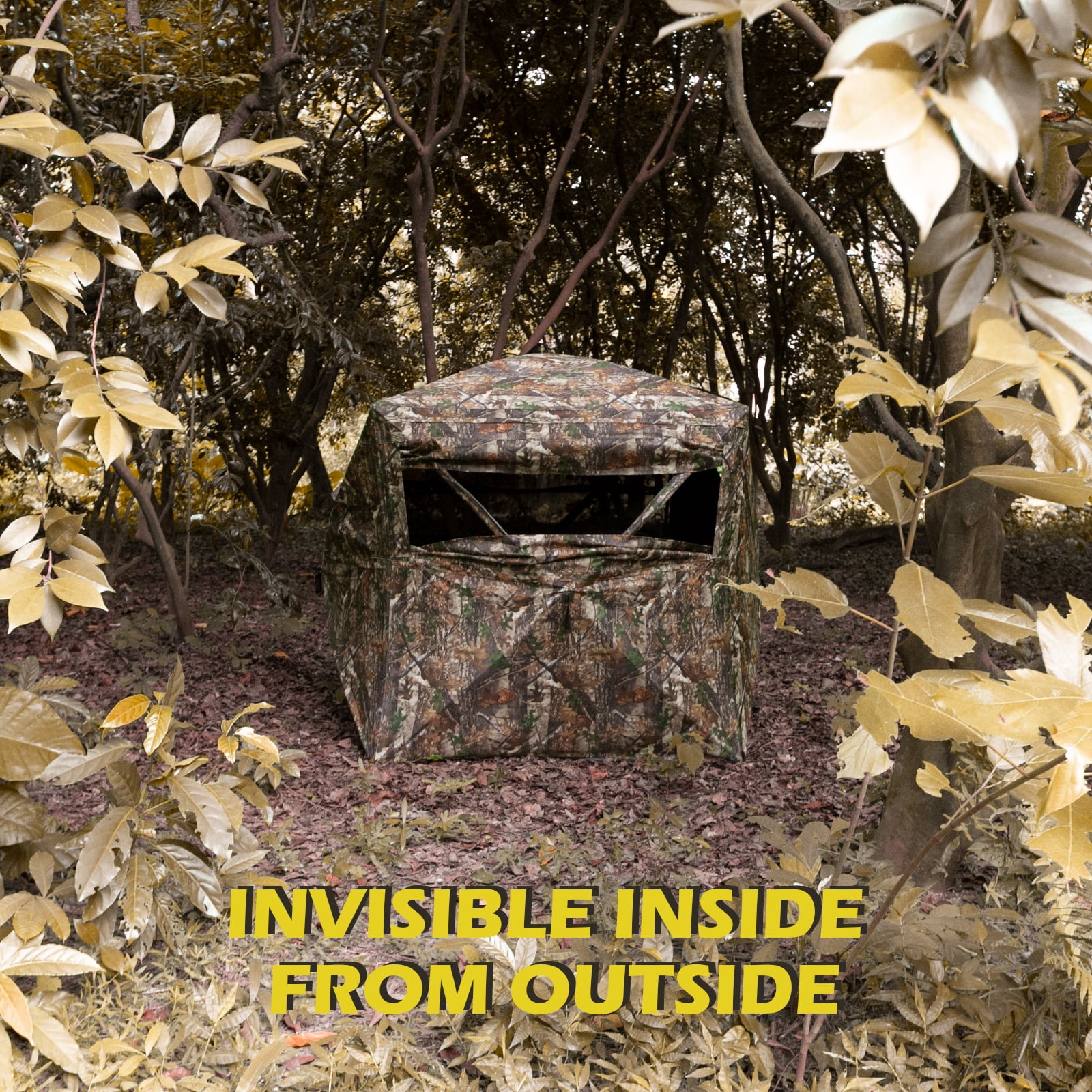 DARCHEN Hunting Blind See Through with Carrying Bag, 2-3 & 3-4 Person Pop Up Ground Blinds 270 Degree, Portable Durable Hunting Tent for Deer & Turkey Hunting (Camouflage)