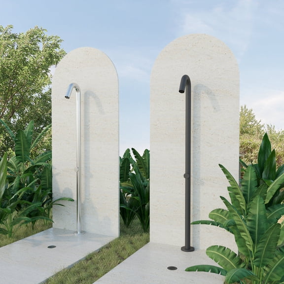 DAX Freestanding Outdoor Stainless Steel Shower, Brushed Nickel