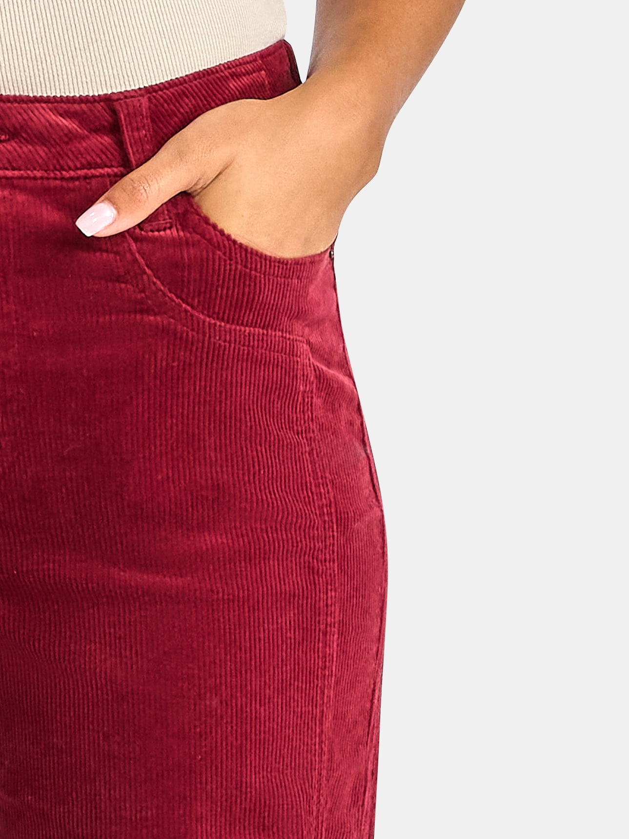 Time and Tru Women's and Women's Plus Corduroy Seamed Wide Leg Pants, 31" Inseam, Sizes 2-22