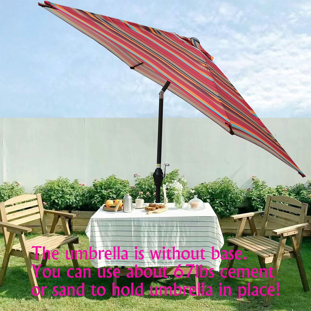 Topcobe 9Ft Stripes Fabric Tilt Umbrella, Outdoor Patio Umbrella, Outdoor Table Umbrella for Balcony, Yard, Backyard