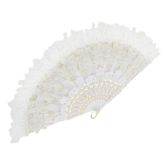 FRCOLOR Japanese Chinese Fan Lace Fan Hand Fans Lolita Embroidered Floral Bridal Folding Fan For Women Wedding Photography Props
