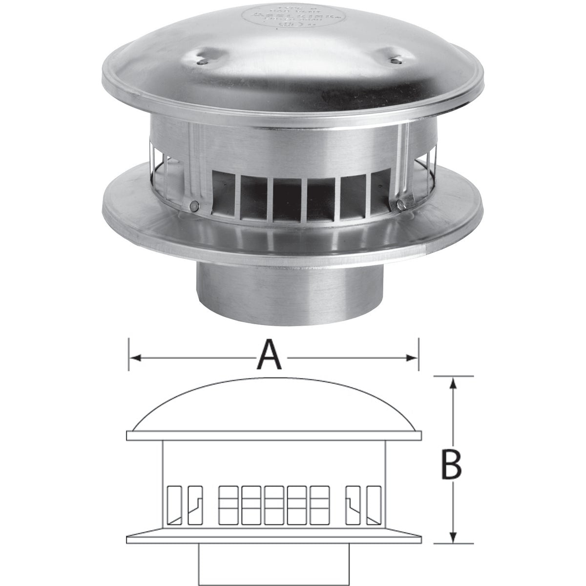 Selkirk Sport SELKIRK RV 6 In. x 12 In. x 6-1/4 In. Gas Vent Cap 106800 — Residential Use, Standard Application