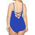 thumbnail image 2 of LA BLANCA Women's Fishnet Tummy Control One Piece Swimsuit, Blue, 18, 2 of 2