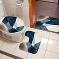thumbnail image 4 of Navy Blue Brown Bath Mat 3 Piece Bathroom Rug Set, Modern Geometric Abstract Art Non Slip Bath Rug Contour Mat and Toilet Lid Cover, Absorbent Shower Mats Soft Bath Rugs and Mats Sets, 4 of 8