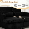 thumbnail image 5 of FFH Double Chaise Lounge Indoor, 61" Oversized Lounge Chair Sleeper Sofa Sectional, Corduroy Loveseat with Lumbar Pillows and Adjustable Backrests, Black, 5 of 16