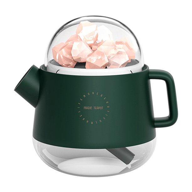 Humidificador de piedra de sal de cristal de 360 ml con forma de tetera, humidificador de niebla cálida