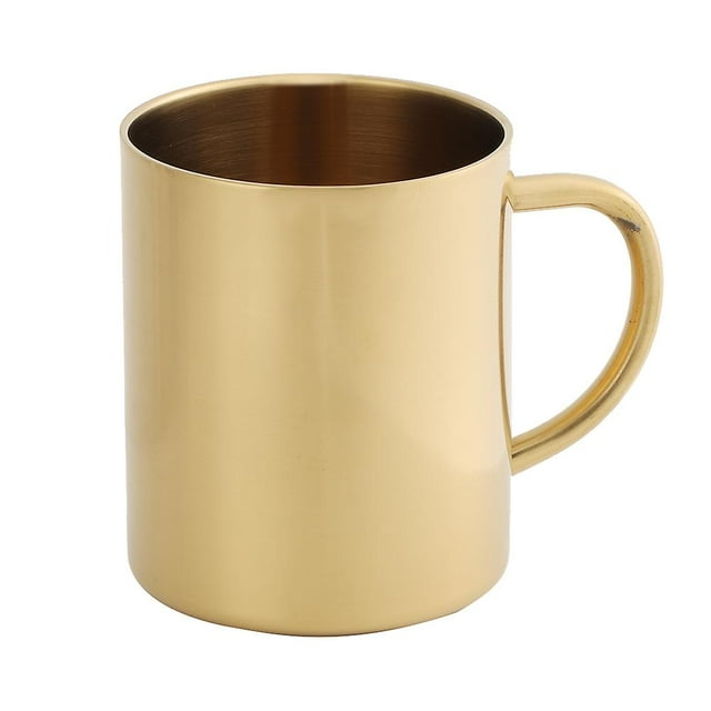 304 Stainless Steel Dual Layer Anti Scalding 400mL Coffee Beer Mug Cup(Gold)