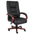 thumbnail image 1 of Scranton & Co Leather/Wood High Back Executive Office Chair in Black/Cherry, 1 of 7