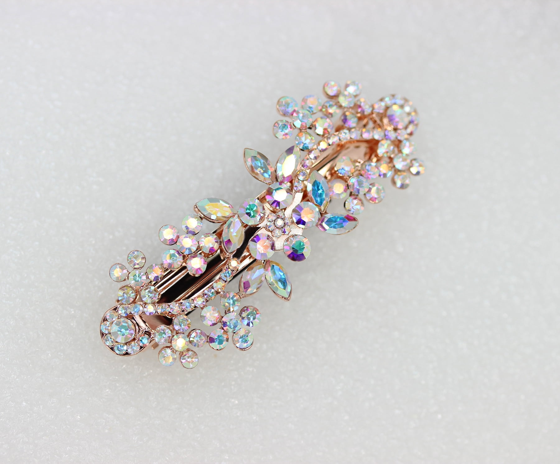 Faship Multicolors AB Floral Crystal Hair Barrette Clip