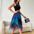 thumbnail image 2 of TaTaai Women Casual High Waist Gradient Multi-Layer Tulle Asymmetrical Midi Skirt Ladies Spring Summer Outdoor Wear Lightweight Breathable Soft Stylish Skirt Gift, 2 of 5