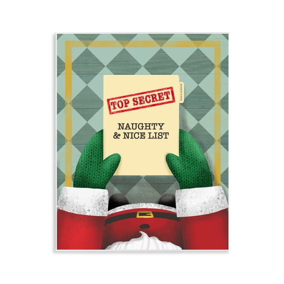 Stupell Industries Top Secret Santa List Wall Plaque Art design by Jilly Jack Designs, 14 x 11